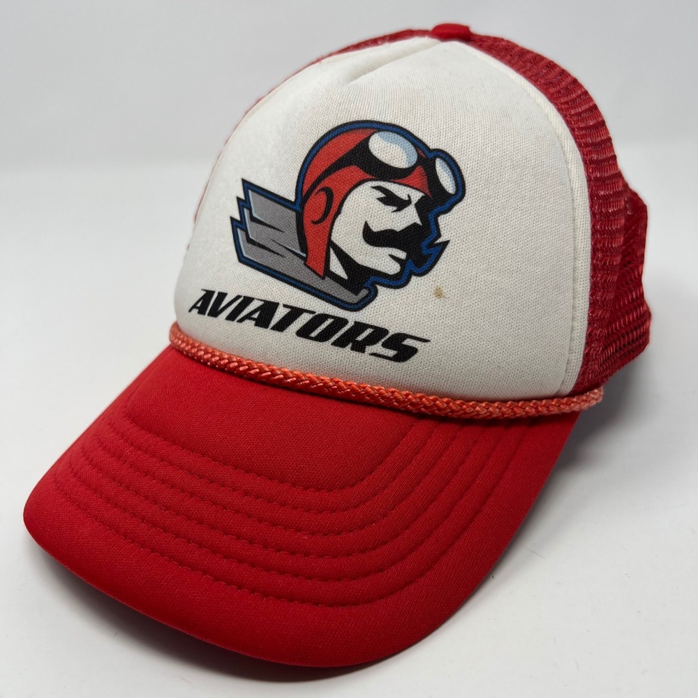 Aviators Retro Trucker Hat Red White Mesh Snapback Graphic‎ Pilot Cap 80s Style